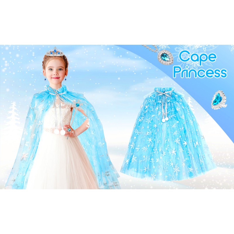 Karlar Ülkesi Elsa Frozen Mavi Pelerin – 80 cm Çocuk Pelerini 