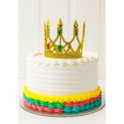 Altın Işıltılı İnce Pasta Üstü Taç Plastik 