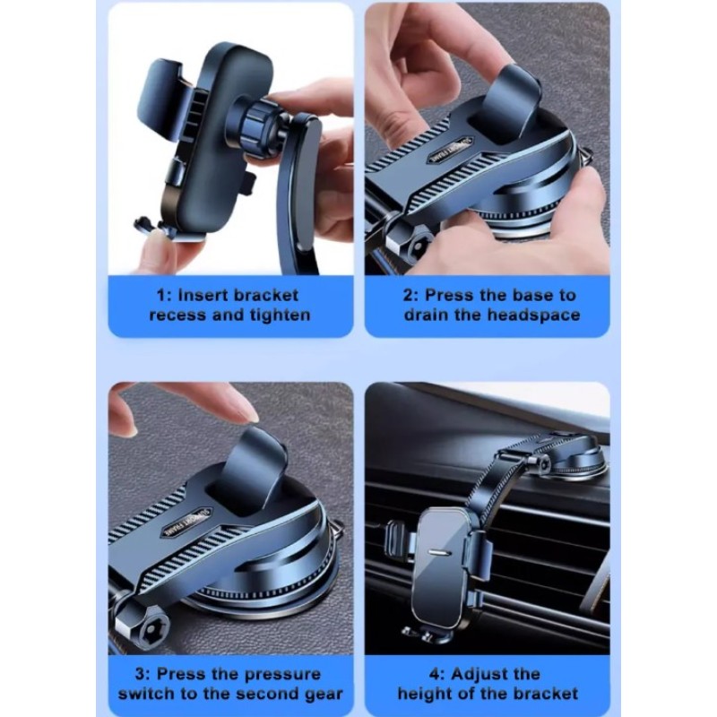 Torpido Üstü Vakumlu Araç Telefon Tutucu Ayarlanabilir Uzun Kollu 