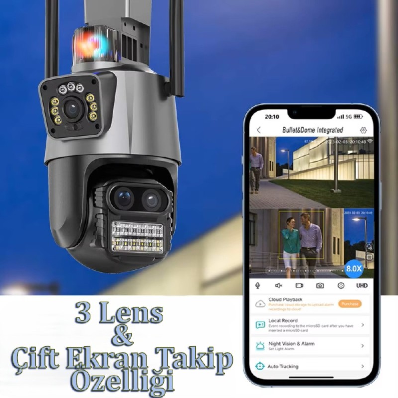 3 Lens Wi-Fi Güvenlik Kamerası 3 Lens Wi-Fi Güvenlik Kamerası