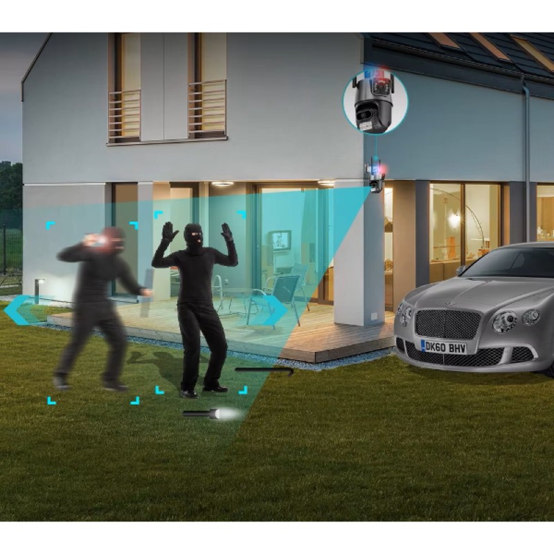 Çakarlı Çift Lensli Dış Mekan Güvenlik Kamerası 