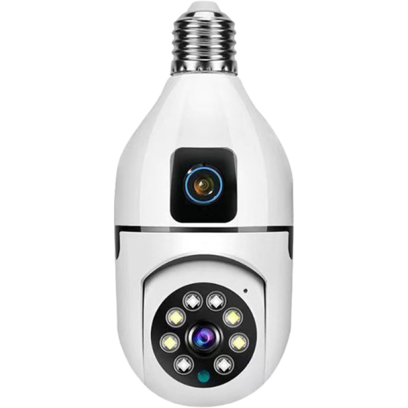 Çift Lensli Duy Girişli Kablosuz Ampul Kamera 