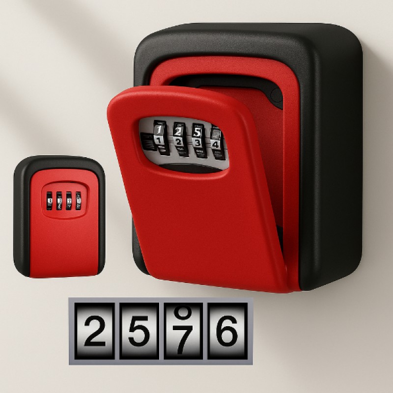 Kırmızı Şifreli Anahtar ve Eşya Saklama Güvenlik Kasası Kırmızı Şifreli Anahtar ve Eşya Saklama Güvenlik Kasası