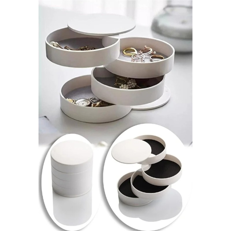 4 Katlı Dönen Silindir Takı Organizeri