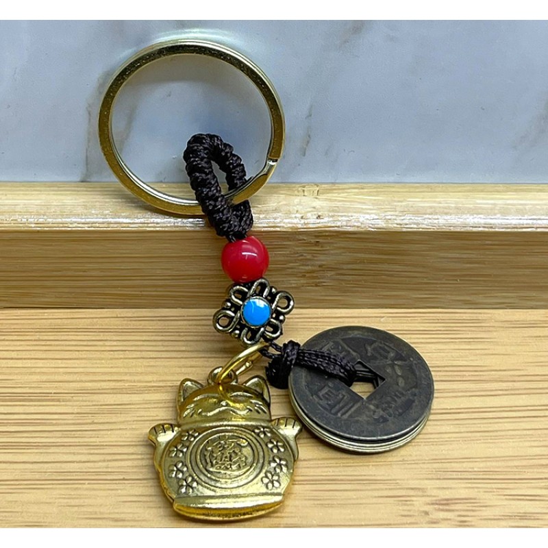 Metal Şans Ve Bereket Kedisi Anahtarlık Model 4