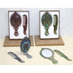 Tavuskuşu Katlanabilir Ayna Ve Tarak Seti Büyük Boy 