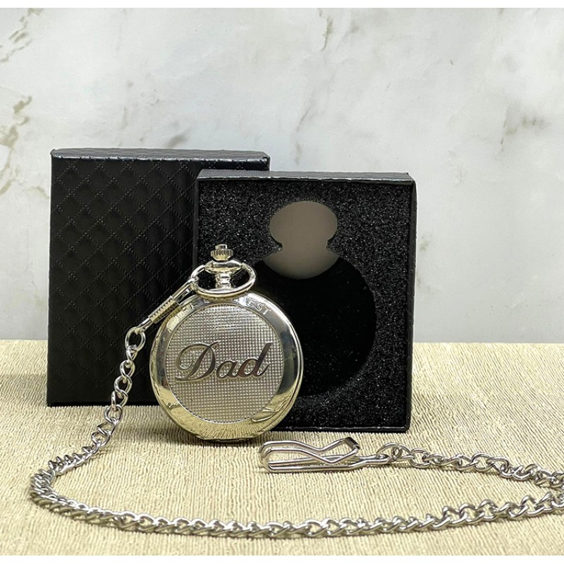 Özel Kutulu Dad (Baba) Tasarımlı Gümüş Köstekli Saat 
