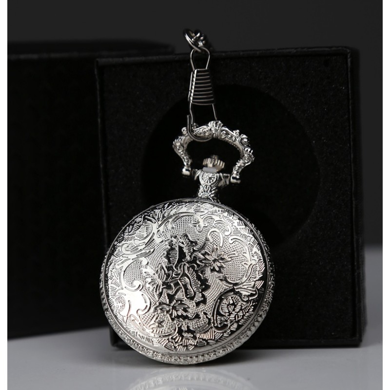 Özel Kutulu Dad (Baba) Tasarımlı Gümüş Köstekli Saat 