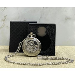 Özel Kutulu Tren Temalı Gümüş Köstekli Saat 