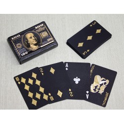 Altın Dolar Tasarımlı Siyah İskambil Oyun Kartı 