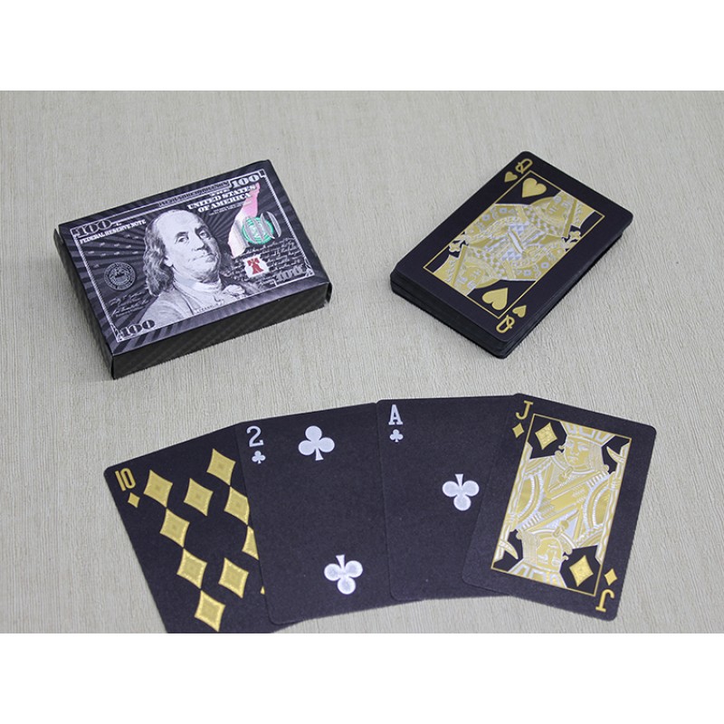 Gümüş Dolar Tasarımlı Siyah İskambil Oyun Kartı 