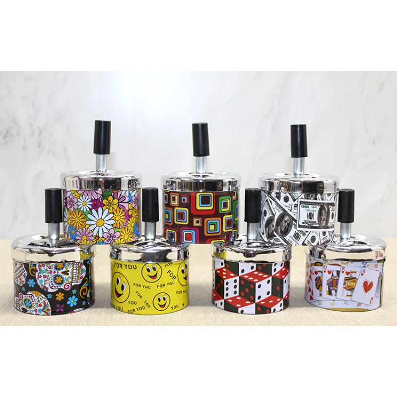 Küçük Boy Metal Renkli Basmalı Küllük Yuvarlak 