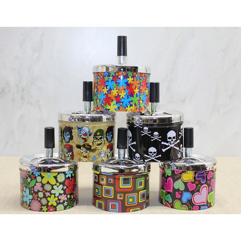 Metal Renkli Basmalı Küllük Yuvarlak 