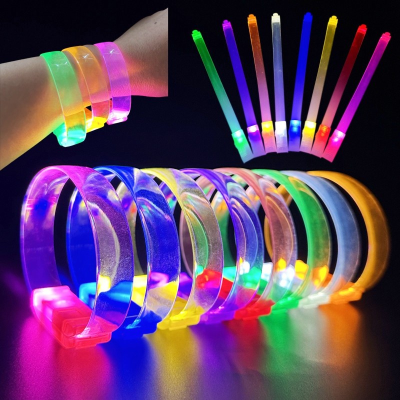 3 Modlu Pilli LED Işıklı Esnek Parti Bilekliği Yeşil 3 Modlu Pilli LED Işıklı Esnek Parti Bilekliği Yeşil