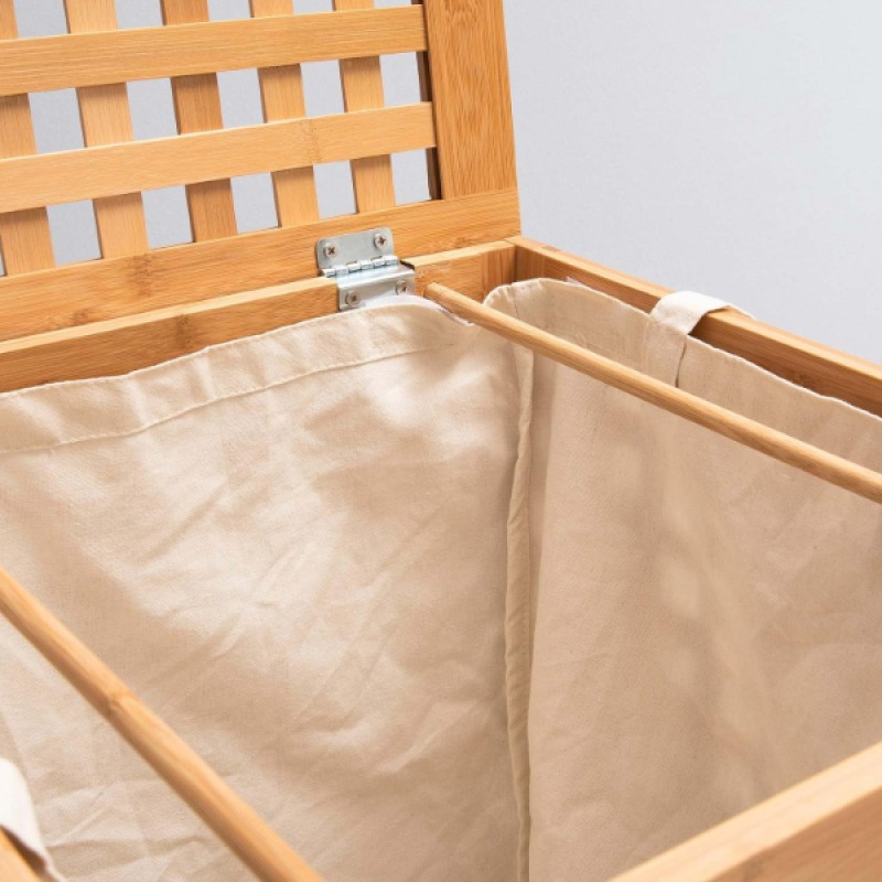 Büyük Boy Ahşap Bambu Kirli Sepeti 45x45x62 Büyük Boy Ahşap Bambu Kirli Sepeti 45x45x62