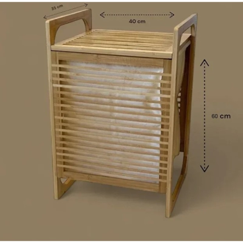 Orta Boy Ahşap Bambu Kirli Sepeti 40x35x60 Orta Boy Ahşap Bambu Kirli Sepeti 40x35x60