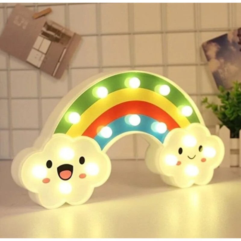 Gülen Bulutlu Gökkuşağı LED Gece Lambası Gülen Bulutlu Gökkuşağı LED Gece Lambası