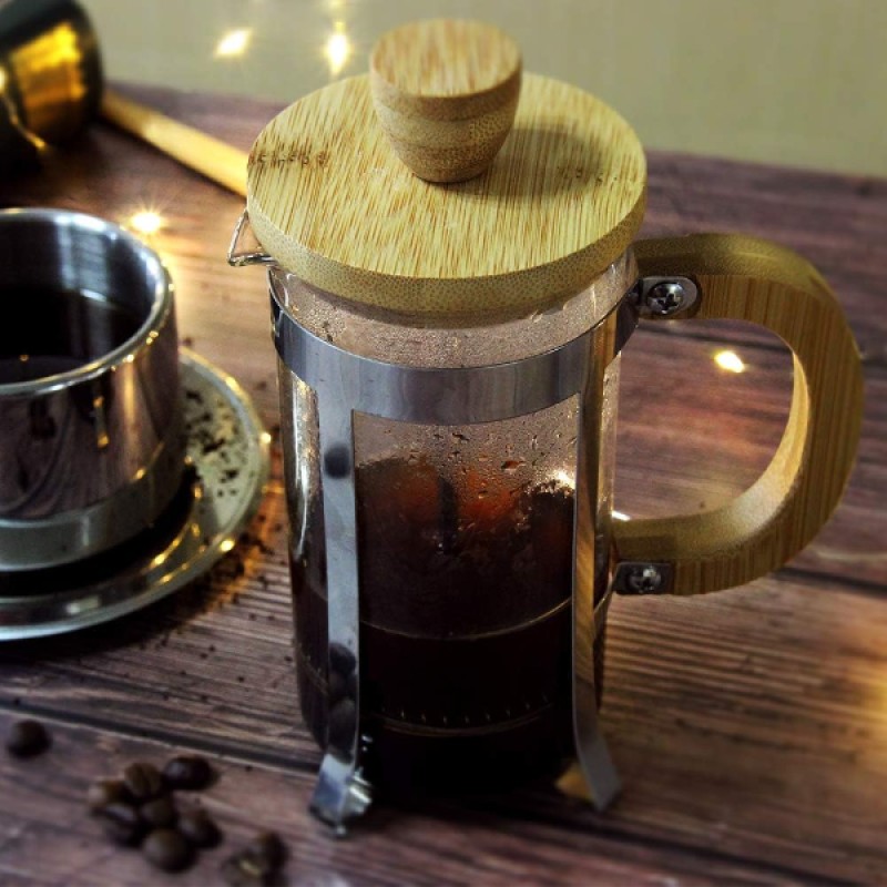 Ahşap Detaylı 350 ml Cam French Press Ahşap Detaylı 350 ml Cam French Press