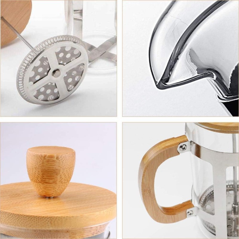 Ahşap Detaylı 350 ml Cam French Press Ahşap Detaylı 350 ml Cam French Press