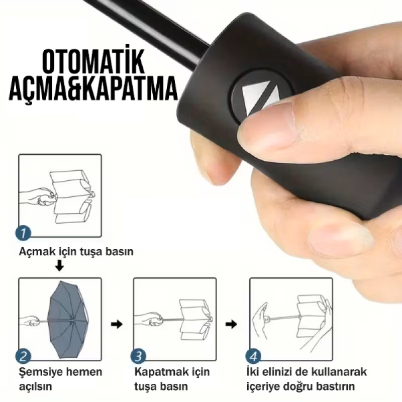 Mavi Kılıflı Otomatik Kompakt Şemsiye  