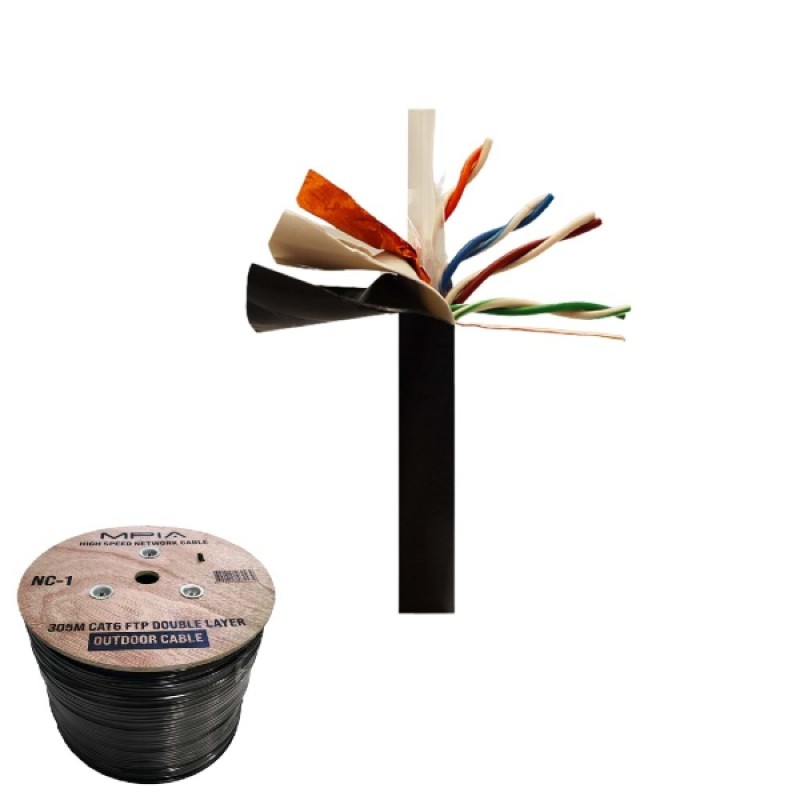 305 Metre / 0.57mm CAT6 FTP Çift Katmanlı Dış Ortam İnternet Kablosu 305 Metre / 0.57mm CAT6 FTP Çift Katmanlı Dış Ortam İnternet Kablosu