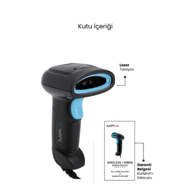  USB Kablolu 1D/2D Barkod & Karekod Okuyucu