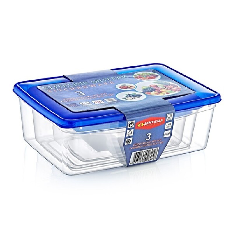 3'lü Köşeli Saklama Kabı Seti 3'lü Köşeli Saklama Kabı Seti