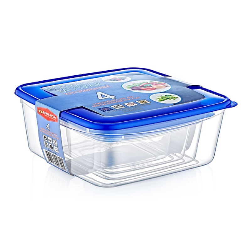 4'lü Kare Saklama Kabı Seti 4'lü Kare Saklama Kabı Seti