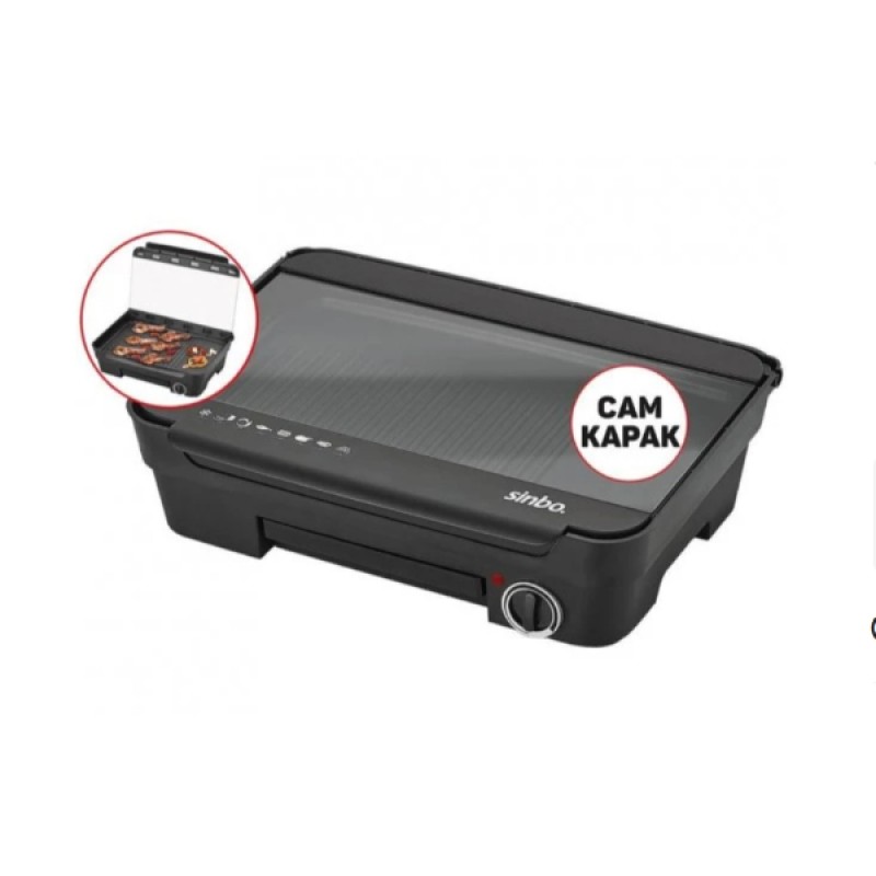 Sinbo Elektrikli Izgara Cam Kapaklı Sinbo Elektrikli Izgara Cam Kapaklı