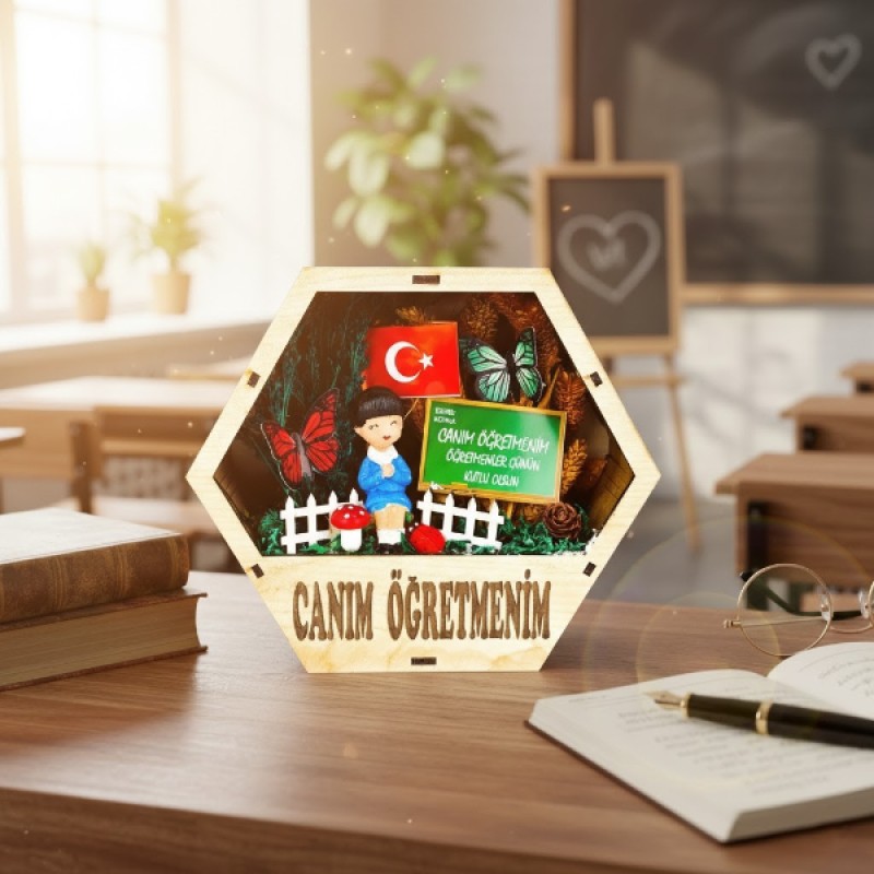 Altıgen Saksı Teraryum - Öğretmenler Günü Hediyesi 