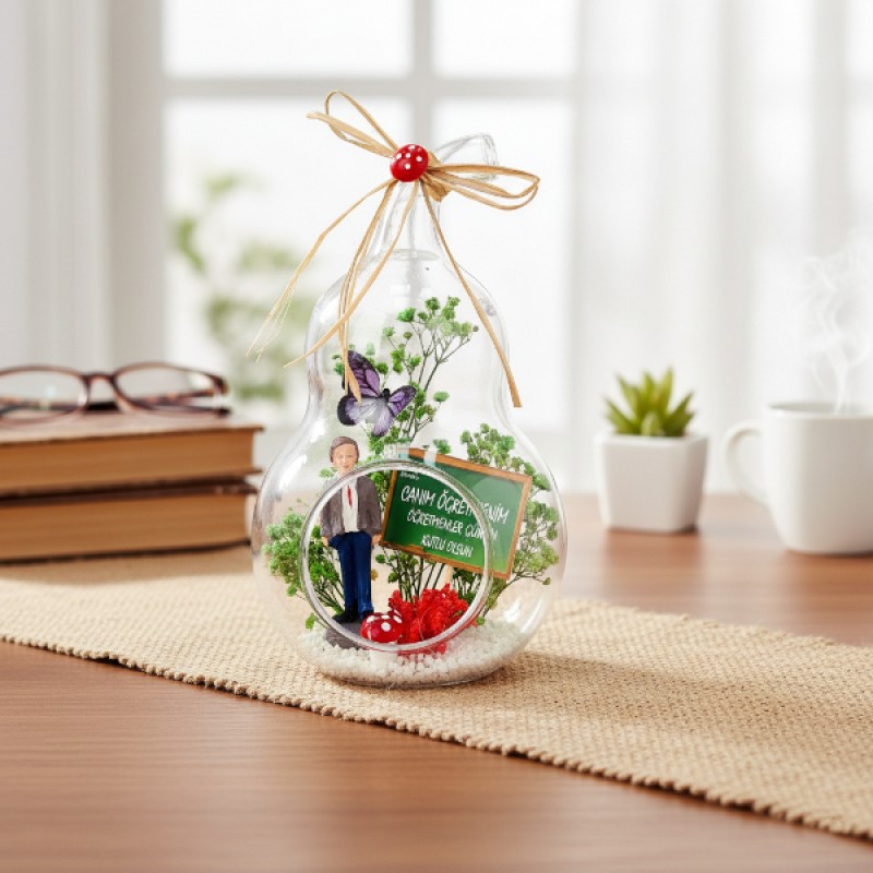 Mini Armut Teraryum - Öğretmenler Günü Hediyesi  