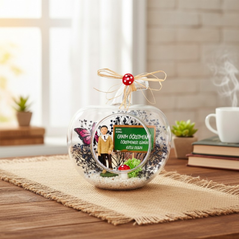 Mini Elma Teraryum - Öğretmenler Günü Hediyesi 