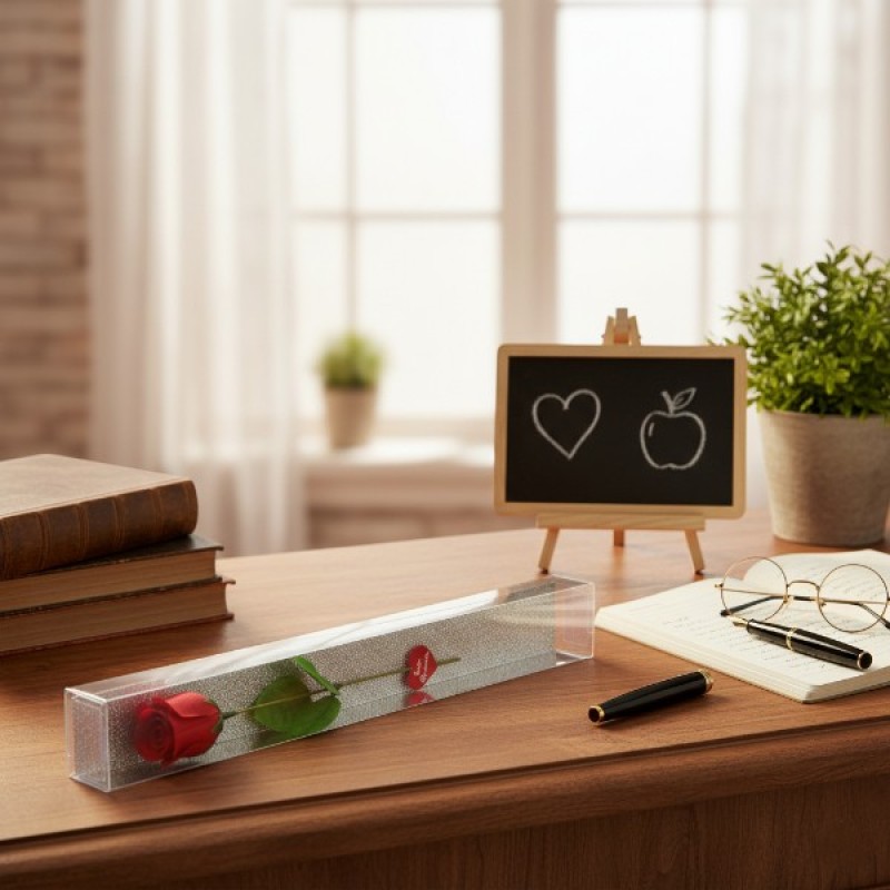 Şeffaf Simli Kutulu Gül - Öğretmenler Günü Hediyesi